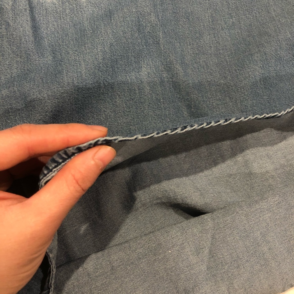 Chambray Zip Drop Shoulder Shirt Dress Pockets - Picture 6 of 13
